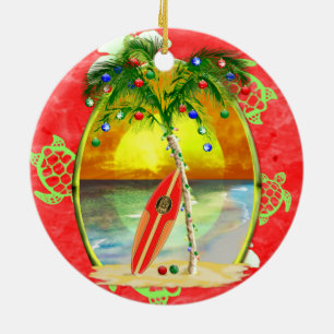Tropical Christmas Palm Tree Ceramic Tree Decoration