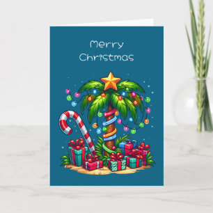Tropical Christmas Palm Tree Holiday Card