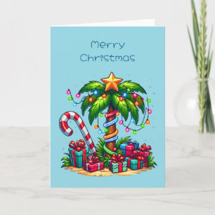 Tropical Christmas Palm Tree Holiday Card