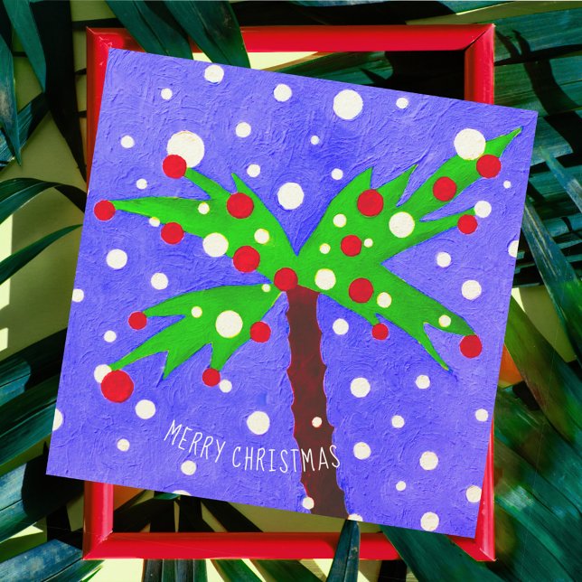 Tropical Christmas Palm Tree Merry Christmas Card (Creator Uploaded)