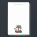 Tropical Christmas Palm Tree Post-it Notes<br><div class="desc">Sticky notes with a seasonal holiday image. A tropical palm tree decorated in festive lights with a star on top. A giant red and white candy cane sticking out of the sand. Christmas presents under the tree. Whimsical and fun.</div>