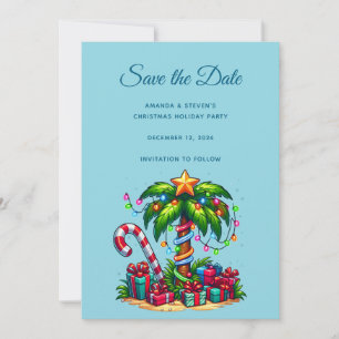 Tropical Christmas Palm Tree Save The Date