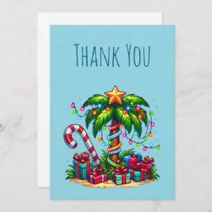 Tropical Christmas Palm Tree Thank You Card