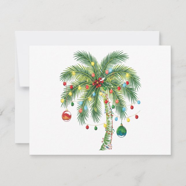 Tropical Christmas Palm Tree with Lights and Ornam (Front)
