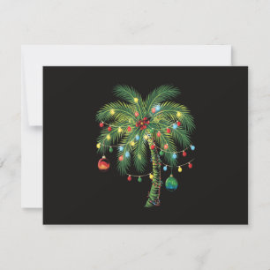 Tropical Christmas Palm Tree with Lights and Ornam Invitation