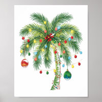 Tropical Christmas Palm Tree with Lights and Ornam