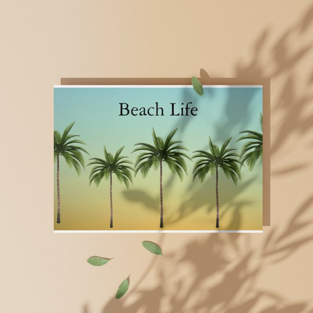 Tropical Christmas Palm Trees Beach Life Sunset  Holiday Card (Creator Uploaded)