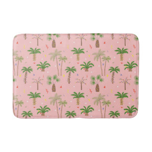 Tropical Christmas Palm Trees Pattern Bath Mat