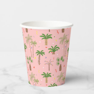 Tropical Christmas Palm Trees Pattern Paper Cups