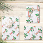 Tropical Christmas Palm Trees Wrapping Paper Sheet<br><div class="desc">This tropical Christmas wrapping paper is decorated with festive palm trees,  like Christmas trees,  with lights and baubles.
Original Watercolor © Michele Davies.</div>