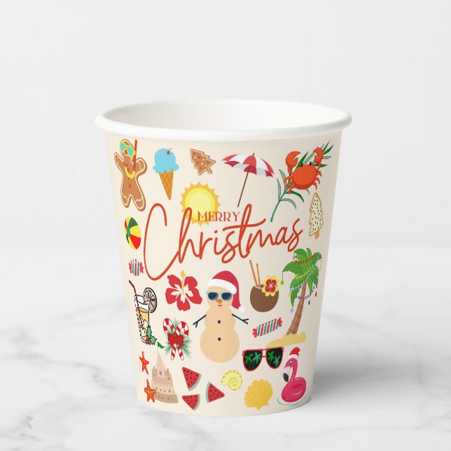 Tropical Christmas Paper Cups (Front)