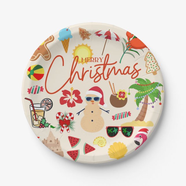 Tropical Christmas Paper Plate (Front)