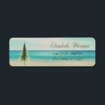 Tropical,Christmas Pine Tree,Beach<br><div class="desc">Christmas tree  on beach background. An elegant and sophisticated designe.Costumize with your name and address details.</div>