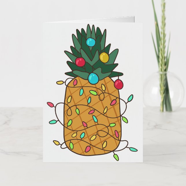Tropical Christmas Pineapple Foil Greeting Card (Front)