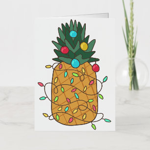 Tropical Christmas Pineapple Foil Greeting Card