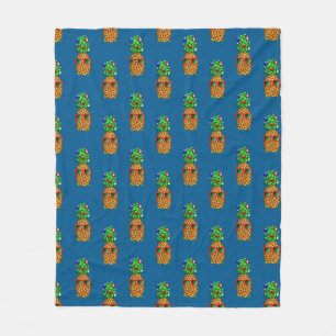 Tropical Christmas Pineapple Warm Xmas Fleece Blanket