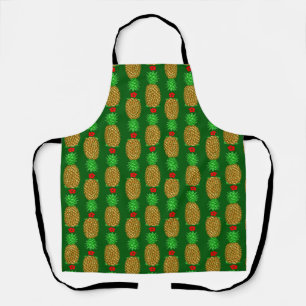 Tropical Christmas Pineapple Warm Xmas Holiday Gre Apron