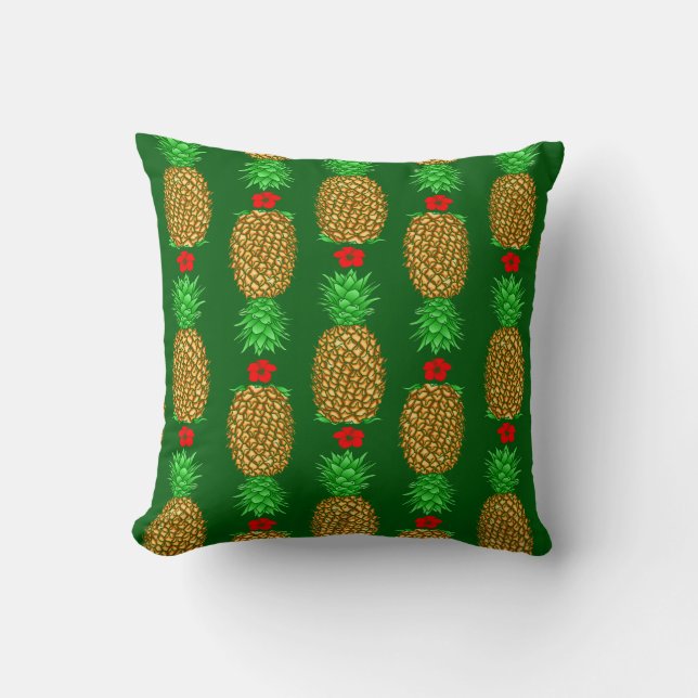 Tropical Christmas Pineapple Warm Xmas Holiday Gre Cushion (Front)