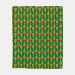 Tropical Christmas Pineapple Warm Xmas Holiday Gre Fleece Blanket