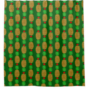 Tropical Christmas Pineapple Warm Xmas Holiday Gre Shower Curtain