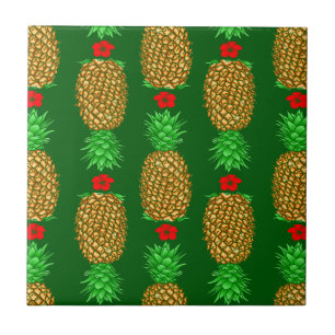 Tropical Christmas Pineapple Warm Xmas Holiday Gre Tile
