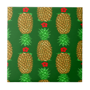 Tropical Christmas Pineapple Warm Xmas Holiday Gre Tile