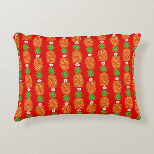 Tropical Christmas Pineapple Warm Xmas Holiday Red Decorative Cushion