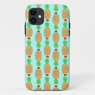 Tropical Christmas Pineapple Warm Xmas on Light Bl Case-Mate iPhone Case