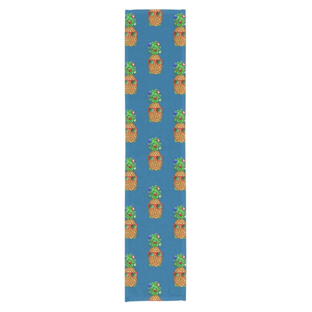 Tropical Christmas Pineapple Warm Xmas Short Table Runner (Front)