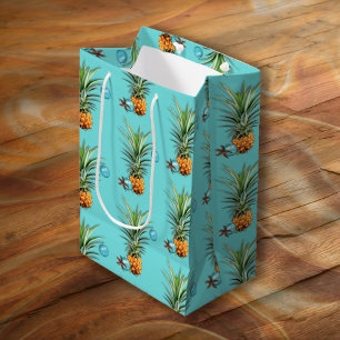 Tropical Christmas Pineapples Medium Gift Bag