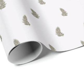 Tropical Christmas Sage Green White Palm Leaf Wrapping Paper