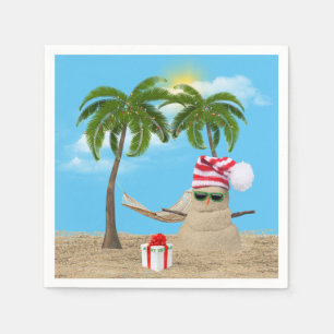 Tropical Christmas Sandman With Hammock Napkin