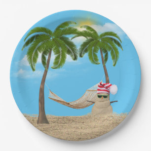 Tropical Christmas Sandman With Hammock  Paper Pla Paper Plate