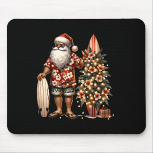 Tropical Christmas Santa Surfing Beach Hibiscus Xm Mouse Pad