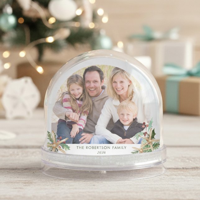 Tropical Christmas Starfish Family Photo Snowglobe (Creator Uploaded)