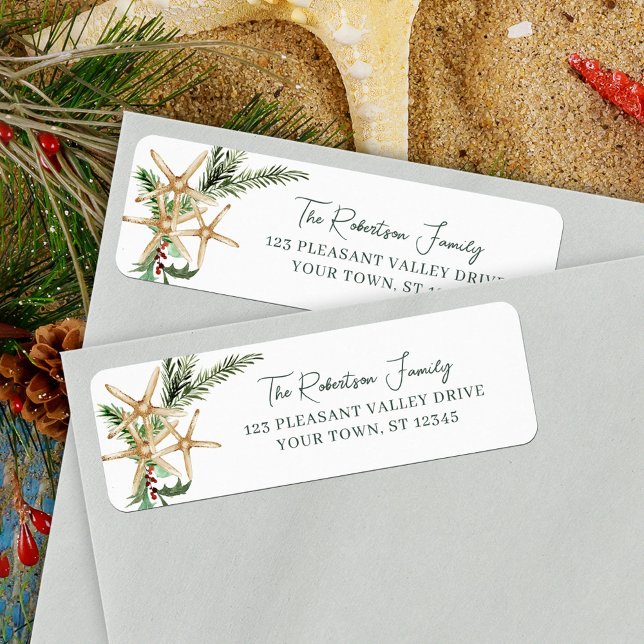 Tropical Christmas Starfish Return Address (Creator Uploaded)
