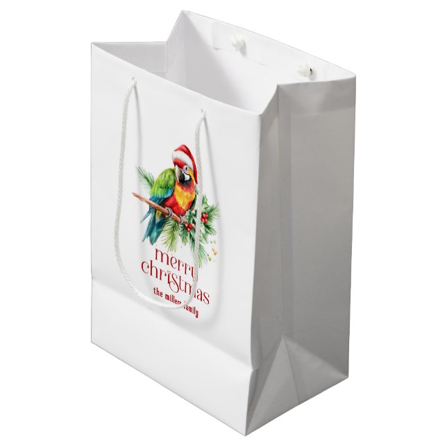 Tropical Christmas Theme Retro Text Medium Gift Bag (Front Angled)