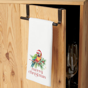 Tropical Christmas Theme Retro Text Tea Towel