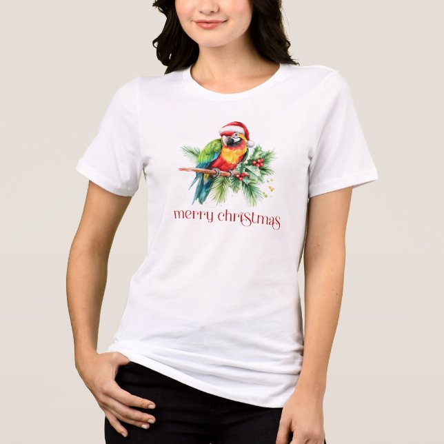 Tropical Christmas Theme Retro Text Tri-Blend Shirt (Front)