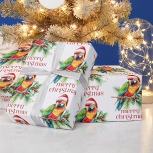 Tropical Christmas Theme Retro Text Wrapping Paper
