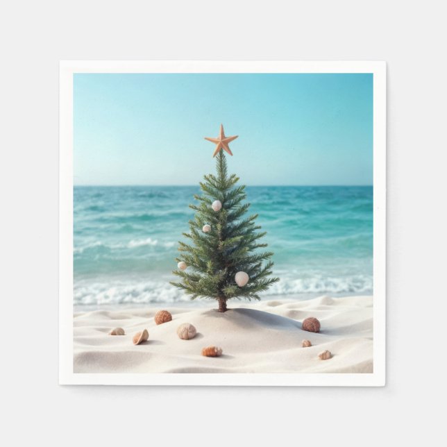 Tropical Christmas Tree On a Beach Napkin (Front)