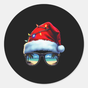 Tropical Christmas Vibes Beach Holiday Santa Classic Round Sticker