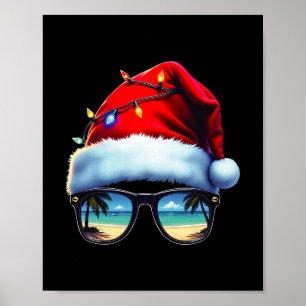 Tropical Christmas Vibes Beach Holiday Santa Poster