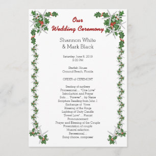 Tropical Christmas Wedding Program Starfish Holly Programme