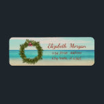 Tropical Christmas Wreath,Beach<br><div class="desc">Christmas wreath  on beach background. An elegant and sophisticated designe.Costumize with your name and address.</div>