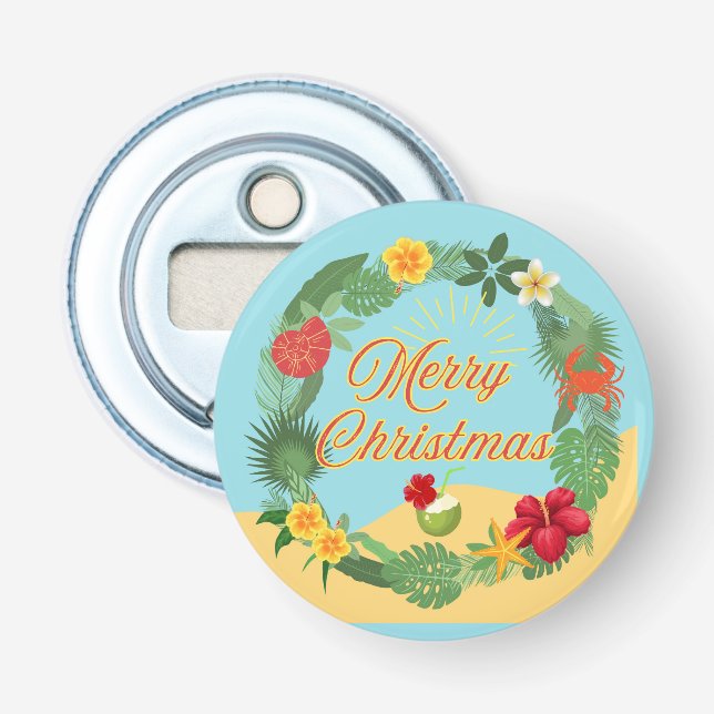 Tropical Christmas Wreath Bottle Opener (Front)
