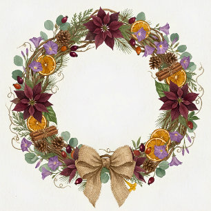 Tropical Christmas Wreath Ceramic Ornament