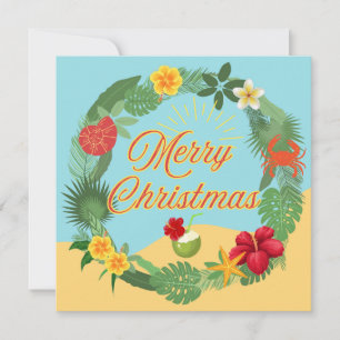 Tropical Christmas Wreath Holiday Card