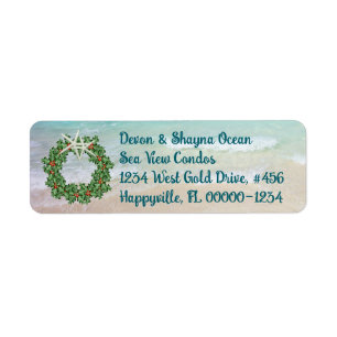 Tropical Christmas Wreath Ocean Skinny Address
