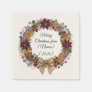 Tropical Christmas Wreath Paper Napkin